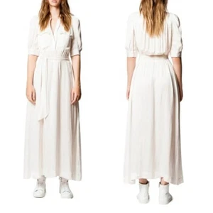Maxi abito da camicia nuovo con etichette Zadig & Voltaire Remedy raso tasca tasca taglia s - Foto 1 di 4