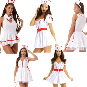 Women's Sexy Naughty Nurse Costume Halloween Party Cosplay Fancy Dress Outfits - Picture 1 of 26