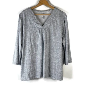 Croft & Barrow Womens Blouse Top Size 3X Blue Geometric V-Neck 3/4 Sleeve - Picture 1 of 8