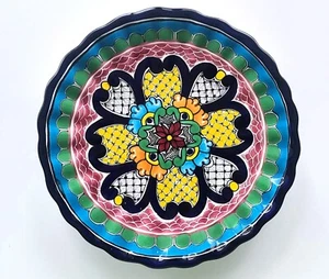 Hernandez Talavera Mexican art pottery plate folk art ethnic Puebla 8.25" - Picture 1 of 5