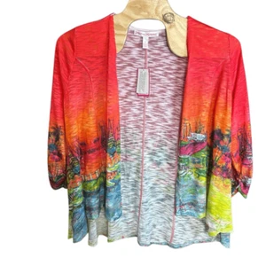 Leoma Lovegrove Cardigan Pullover vorne offen XXXL neu mit Etikett bunt Küstenszene Kunst - Bild 1 von 5