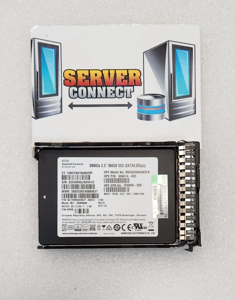 866614-003 -- HP 960GB SATA 2.5" 6G MU SFF SC DS SSD HDD - Image 1 of 1