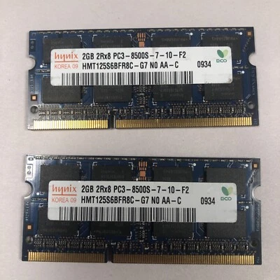 Hynix 4GB (2x2 GB) SO-DIMM 1066 MHz PC3-8500 DDR3 Memory (HMT125S6BFR8C-G7) - Image 1 of 2