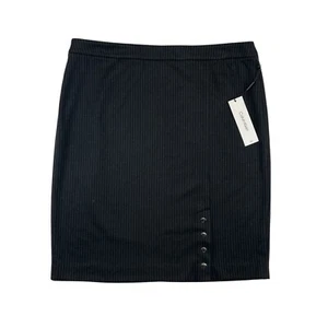 NWT Calvin Klein Skirt Womens 16 Black Pinstripe Back Zip Button Career Corpcore - Picture 1 of 14