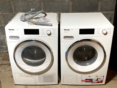 Juego de lavadora de carga frontal y secadora con bomba de calor condensadora Miele 24" WWH860/TWI180WP Foto 1 de 4