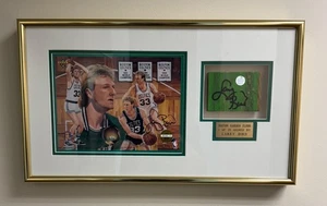 LARRY BIRD FRAMED AUTOGRAPHED BOSTON GARDEN FLOOR AND PICTURE - Picture 1 of 2