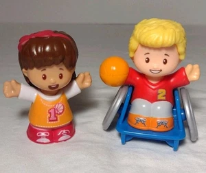 Little People Basketball Figures Wheelchair Josh & Mia Fisher Price - Picture 1 of 5