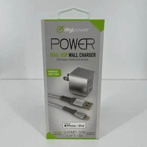 Digipower Dual USB Wall Charger & 3.3ft Lightning Charging Cable MFi-Certified - Picture 1 of 4