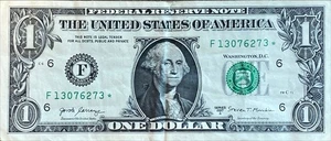 2017A 1 Dollar Schein Fancy Seriennummer Stern Note - Bild 1 von 2