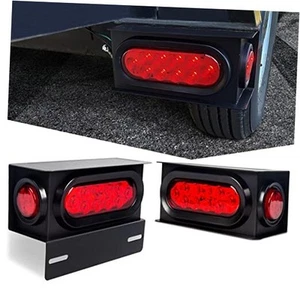 2Pcs Steel LED Trailer Light Kit - Trailer Housing Boxes with 6-Inch Oval Tail - Picture 1 of 8