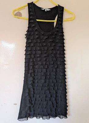 New Look Black Sleeveless Frill Front Racer Back Vest Top Size UK 12 - Image 1 of 4