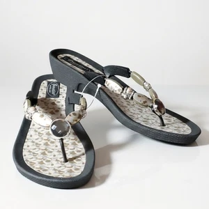 Sandalia Grandco Talla 9 Nueva con Etiquetas Chanclas Ligeras Cobre Negro Cuentas Gemas - Imagen 1 de 7