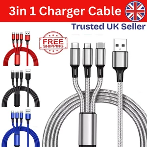 3 in 1 Multi Head USB Ladegerät Ladekabel für die meisten Geräte -5 Farben - Bild 1 von 13