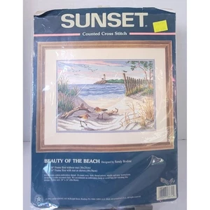 SUNSET Beauty of The Beach Counted Cross Stitch Kit Sandy Bodine 16x10 Complete - Bild 1 von 5