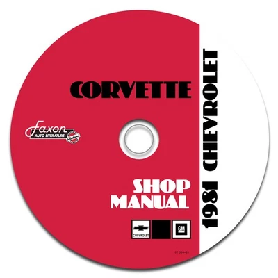 1981 Corvette Tienda Manual On Cd-Rom Chevy Chevrolet Reparar Servicio Incluye - Imagen 1 de 2