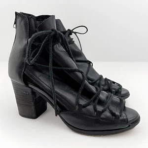 BASKE California ARIEL PEEP TOE Heel BOOTIE Leather Black FREE PEOPLE WOMEN 8 - Picture 1 of 15