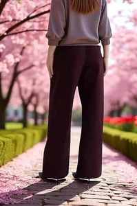 Express Womens Wide Leg Burgundy Pants Trousers Waist Size 8 8R Fall Flare M New - Picture 1 of 10