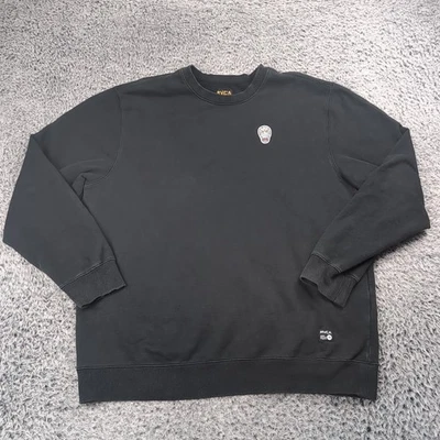 Moletom RVCA masculino extra grande preto skatista lã streetwear linho fosco tripulação - Imagem 1 de 4