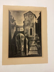 Vera Eugenia Andrus 1896-1979 signierte Lithographie "Une Vieille Rue, Menton" - Bild 1 von 14