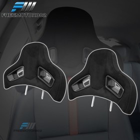 Seat Headrest For Civic/BMW 3 Serise Black Suede Rod Dia 14mm Space 140mm Pair