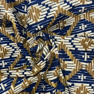 27”x33” 3/4 Yd Bloomcraft Fabric Geometric Brown & Blue - Picture 1 of 2