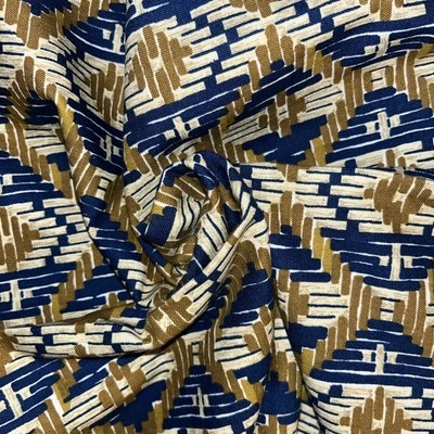 27”x33” 3/4 Yd Bloomcraft Fabric Geometric Brown & Blue - Image 1 of 2