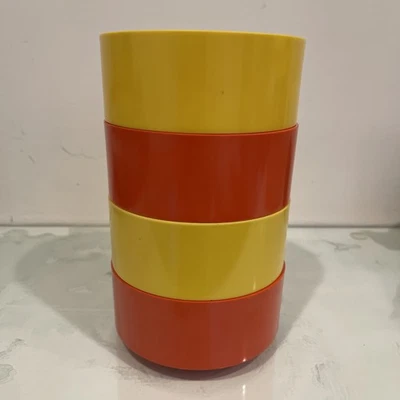 4 Vintage Heller Orange & Yellow Design  by Massimo Vignelli Salad/Cereal Bowls - Image 1 of 4