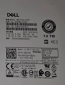 Dell Toshiba 12TB 7,2k RPM SAS 12Gbps 3,5" 512e HDD D/P 0DK7C9 MG07SCA12TEY  - Bild 1 von 4