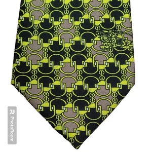 Cravatta Burberry seta giallo nero 100% lana mai usata classica elegante fumè - Foto 1 di 8
