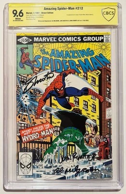 THE AMAZING SPIDERMAN #212 CBCS 9.6 SIGNED JOHN ROMITA JR AL MILGROM JIM SHOOTER - Image 1 of 2