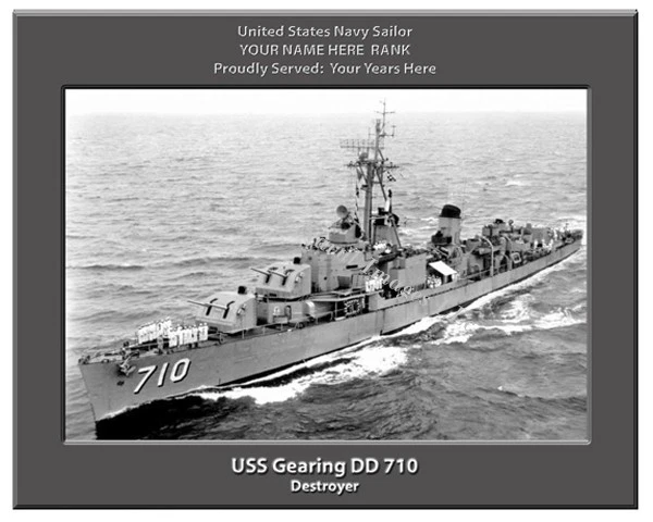 USS Gearing DD 710 Personalized Canvas Ship Photo Print Navy Veteran 2 - Image 1 of 1