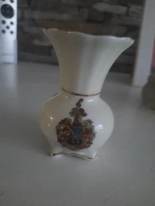Vase CW & Co. Deesbach Porzellan Andenken Hildesheim 8 cm handbemalt weiß Gold - Picture 1 of 7
