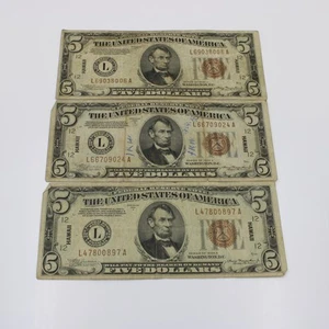 1934A $5 Hawaii Federal Reserve Emergency Notes No Reserve Lot of 3 #C703-9 - Picture 1 of 9
