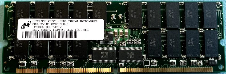 Micron MT36LSDF12872G-133D1 1GB PC133 Server DIMM Memory - Image 1 of 1