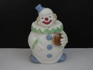 Biscottiera ceramica pagliaccio Fitz & Floyd 1984 cappello blu e scarpe che tengono biscotti - Foto 1 di 11