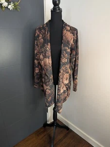 Soft Surroundings Shape Drape Faux Suede Jacket in Black and Brown Floral Multi - Picture 1 of 9