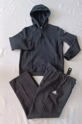 New Women's Adidas Casual Fleece Sweatsuit ~Black/White ~ Size Large  - Image 1 of 4