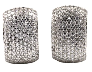 Bling Bling 3d Hoop Huggie Stud 18k White Gold Plated Crystal Earrings - Picture 1 of 7