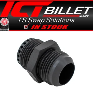 ICT Billet Valve Cover Baffle Fitting -16AN ORB to -16AN Hose Black Anodized - Bild 1 von 8