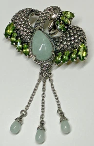 Joy Jade of Yesteryear Sterling Silver Brooch w/ Peridot #148 - Picture 1 of 3