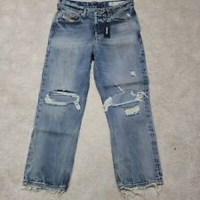 DIESEL Sz26x26 ARYEL MID RISE DESTRUCTED COTTON STRAIGHT JEANS 084ZS