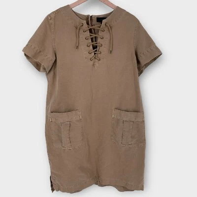 J. Vestido Crew para mujer hasta la rodilla talla 12 mezcla de lino safari Lagenlook con cordones Foto 1 de 4