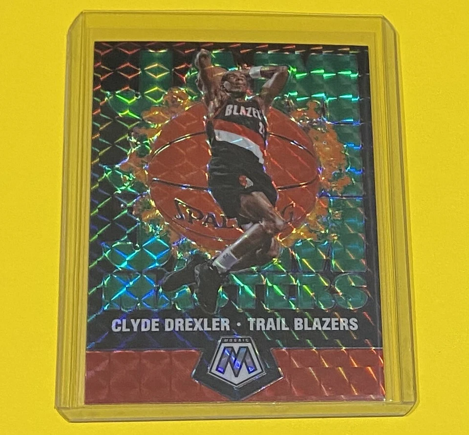 2019-20 Panini Mosaic Clyde Drexler Jam Masters GREEN MOSAIC PRIZM Blazers #4 SP - Image 1 of 2