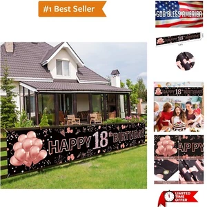 18th Birthday Decorations for Girls, Happy 18th Birthday Banner Rose Gold and... - Picture 1 of 7