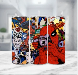 Vaso y pajita de metal Spider Man de acero inoxidable de 20 OZ - Love New York - Cámara - Imagen 1 de 4