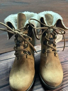 NWT Route 66 Ankle Winter Boots Womens Size 7 Med Width Wedge Brown Booties - Picture 1 of 7