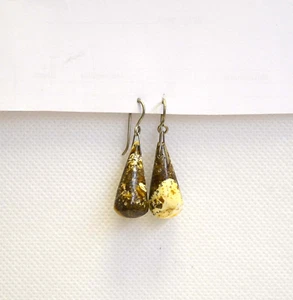 ANTIQUE NATURAL BALTIC AMBER EARRINGS - Picture 1 of 5