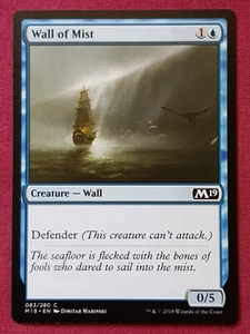Magic The Gathering 2019 CORE SET M19 WALL OF MIST blue card MTG - Picture 1 of 2