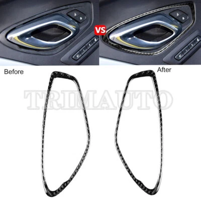 Cubierta de marco de manija de puerta interior de fibra de carbono para Chevrolet Camaro (17-21) Foto 1 de 4