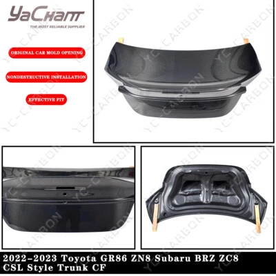 CARBON 套件 适用于 22-23 丰田 GR86 ZN8 斯巴鲁 BRZ ZC8 CSL 风格后备箱靴盖 — 第 1/4 张图片